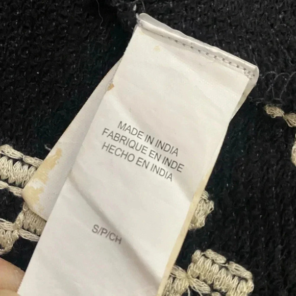 Lucky Lotus knitwear ethnic aztec pattern embroidered open front  cardigan - Picture 5 of 11